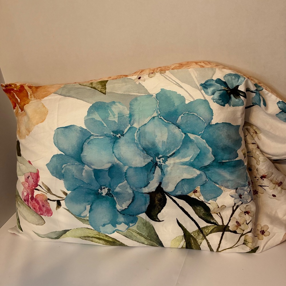 Bebejan Maia Blue Reversible King Pillow Sham Floral 100 Cotton Quiet Luxury Zip